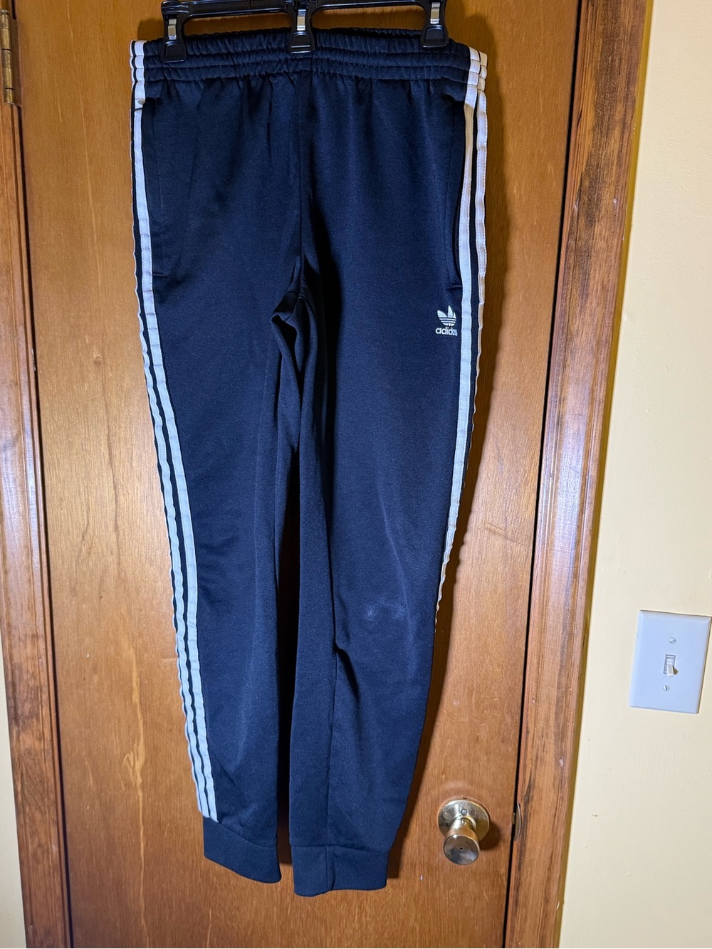 adidas Black Track Pants with White 3-Stripes